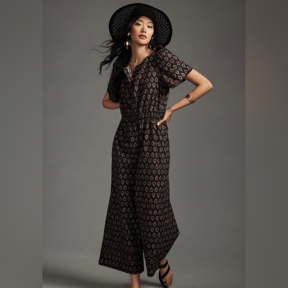Anthropologie The Somerset Jumpsuit Washed Black